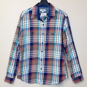 Wallace & Barnes Long Sleeve Plaid Button Up Shirt - Men's Size L - Tan